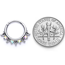 16G 3/8 Aurora CZ Gem Triangles Septum Clicker