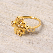 20G 5/16 Clear CZ Gem Gold Tone Lotus Flower Nose Hoop