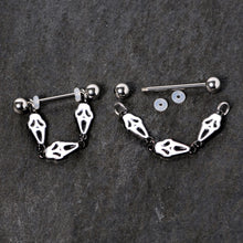 14G 9/16 Scary Screaming Ghost Halloween Dangle Nipple Ring Set