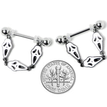 14G 9/16 Scary Screaming Ghost Halloween Dangle Nipple Ring Set