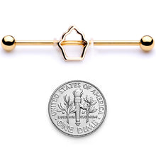 14G Gold Tone Hollow Cupcake Industrial Barbell 38mm