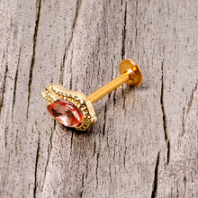 16G 5/16 Pink Gem Gold Tone Tulip Flower Labret Monroe Tragus