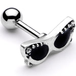 16G 1/4 Clear Gem 50s Retro Sunglasses Cartilage Tragus Earring