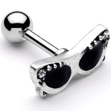 16G 1/4 Clear Gem 50s Retro Sunglasses Cartilage Tragus Earring