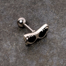 16G 1/4 Clear Gem 50s Retro Sunglasses Cartilage Tragus Earring