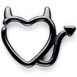 16G 5/16 Black Little Devil Halloween Heart Closure Ring