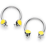 14G 1/2 Yellow End Elephant Horseshoe Nipple Ring Set