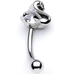 16G 5/16 Clear CZ Gem Sleek Swan Curved Eyebrow Ring