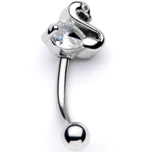 16G 5/16 Clear CZ Gem Sleek Swan Curved Eyebrow Ring