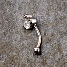 16G 5/16 Clear CZ Gem Sleek Swan Curved Eyebrow Ring