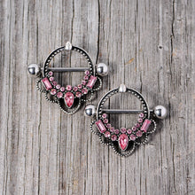 14G 5/8 Pink Gem Filigree Nipple Shield Set