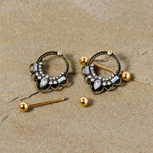 14G 5/8 Clear Gem Gold Tone Filigree Nipple Shield Set