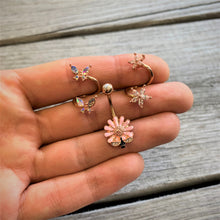 14G 3/8 Aurora Gem Rose Gold Tone Butterfly Spiral Twister Ring