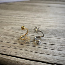 Clear CZ Gem Snowflake Christmas Spiral Twister Belly Ring