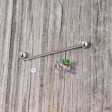 14G Red Gem Noel Holiday Christmas Industrial Barbell 38mm