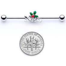 14G Red Gem Noel Holiday Christmas Industrial Barbell 38mm