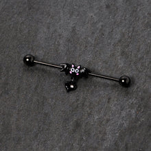 14G Clear Gem Heart Bat Halloween Dangle Industrial Barbell 38mm