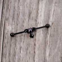 14G Clear Gem Heart Bat Halloween Dangle Industrial Barbell 38mm