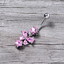 Pink Gem Star Bow Dangle Belly Ring