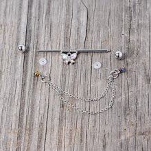 14G Aurora Gem Butterfly Chain Dangle Project Bar 38mm