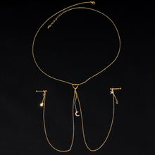 14G 5/8 Clear Gem Gold Tone Heart Star Nipple Chain Necklace