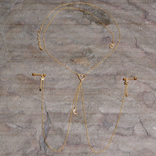 14G 5/8 Clear Gem Gold Tone Heart Star Nipple Chain Necklace