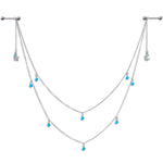 14G 5/8 Blue Gem Moon Star Double Dangle Nipple Chain