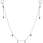 14G 9/16 Clear Gem Ladybug BCR Captive Ring Dangle Nipple Chain