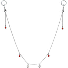 14G 9/16 Clear Gem Ladybug BCR Captive Ring Dangle Nipple Chain