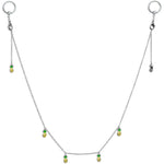 14G 9/16 Clear Gem Pineapple BCR Captive Ring Dangle Nipple Chain