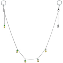 14G 9/16 Clear Gem Pineapple BCR Captive Ring Dangle Nipple Chain