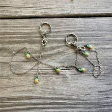 14G 9/16 Clear Gem Pineapple BCR Captive Ring Dangle Nipple Chain