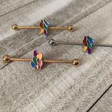 14G Rose Gold Tone Christmas Lights Industrial Barbell 38mm