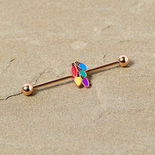 14G Rose Gold Tone Christmas Lights Industrial Barbell 38mm