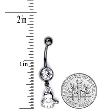 Clear Gem Black Happy Ghost Halloween Dangle Belly Ring