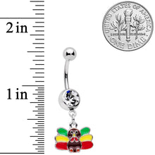 Clear Gem Red Green Rasta Thanksgiving Turkey Dangle Belly Ring