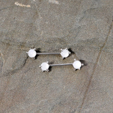 14G 5/8 White Faux Opal Dragon Claw Barbell Nipple Ring Set