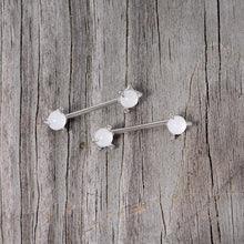 14G 5/8 White Faux Opal Dragon Claw Barbell Nipple Ring Set