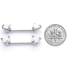 14G 5/8 White Faux Opal Dragon Claw Barbell Nipple Ring Set