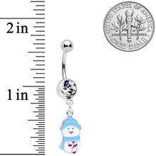 Clear Gem Blue Hat Snowman Winter Holiday Dangle Belly Ring