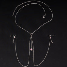 14G 5/8 Pink Gem Sun Heart Star Nipple Chain Necklace