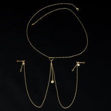 14G 5/8 Clear Gem Gold Tone Sun Heart Star Nipple Chain Necklace