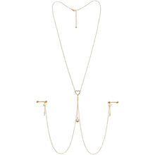 14G 5/8 Clear Gem Gold Tone Sun Heart Star Nipple Chain Necklace