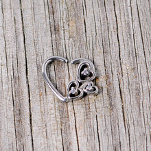 16G 3/8 Clear CZ Gem Valentines Day Left Heart Closure Ring