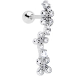 16G 1/4 Clear CZ Gem Loopy Garland Flower Cartilage Tragus