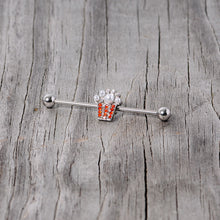14G White Orb Movie Night Popcorn Industrial Barbell 38mm