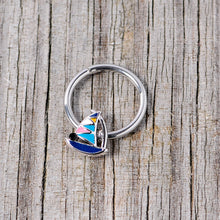 16G 3/8 Black Gem Pink Teal Nautical Sailboat Hinged Segment Ring