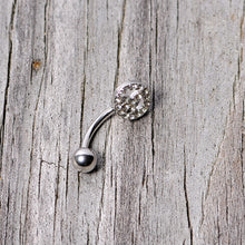 16G 5/16 Clear Gem Retro Peace Sign Curved Eyebrow Ring