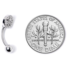16G 5/16 Clear Gem Retro Peace Sign Curved Eyebrow Ring