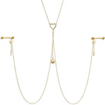 14G 5/8 Aurora Gem Gold Tone Sun Heart Star Nipple Chain Necklace